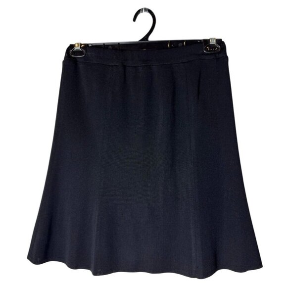 Misook Skirt Women XS Petite Black Knit A Line Flared Knee Length Career Preppy - Picture 1 of 7